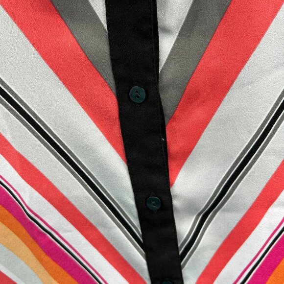 Worthington‎ Womens Top 2X Gray Pink Striped Button Front Sleeveless Shirt - Picture 5 of 8